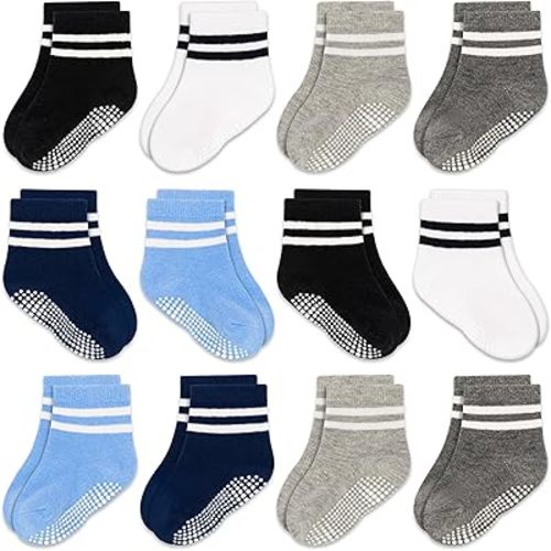 GRPSKCOS Baby Socks Non Slip 12 Pairs Toddler Anti Skid Socks for 0-7 Years Infants Little Kids Boys Girls