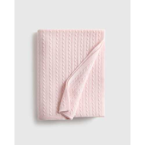 Cable Knit Cashmere Throw in Minimal Pink
