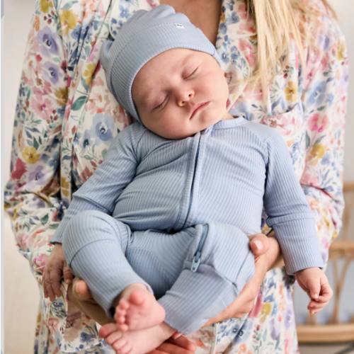 Light Fog Ribbed Zippy – Little Sleepies