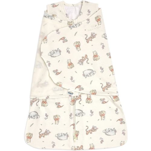 HALO Disney Baby 100% Cotton Sleepsack Swaddle, 3-Way Adjustable Wearable Blanket, TOG 1.5, Winnie Frolic, Small, 3-6 Months