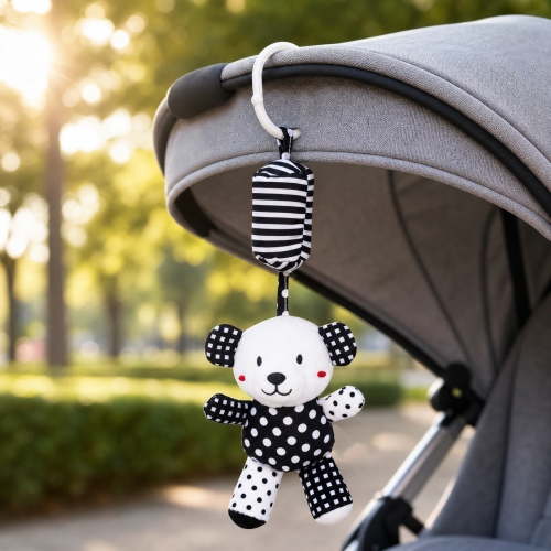 Knisume Stuffed Animal Plush Toy Rattle - Soft Hanging Bell Shaker for Visual Stimulation, Cute Plushies for Stroller Accessory,D