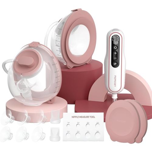 Momcozy Breast Pump V2 Pro Ultra-Lightweight, Hands-Free & Portable Wearable Pump with Upgraded Integrated DoubleFit Flange, Quiet & Leak-Proof Electric Pump, 3 Modes|9 Levels, 17/19/21/24mm