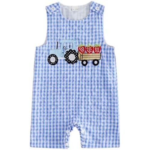 Baby Boys Clothes Summer Plaid Romper Casual Sailboat Embroidery Sleeveless Jumpsuit Newborn One Piece Outfits