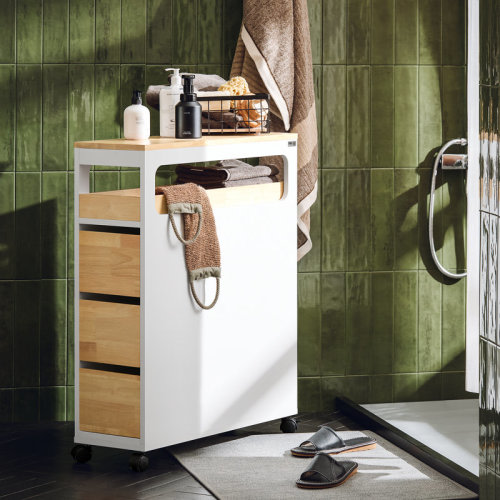 Ebern Designs Bathroom Cabinet with Wheels Toilet Paper Holder & Reviews | Wayfair