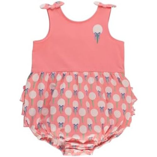 RuffleButts Baby Girls Knit Tie Shoulder Bubble Romper