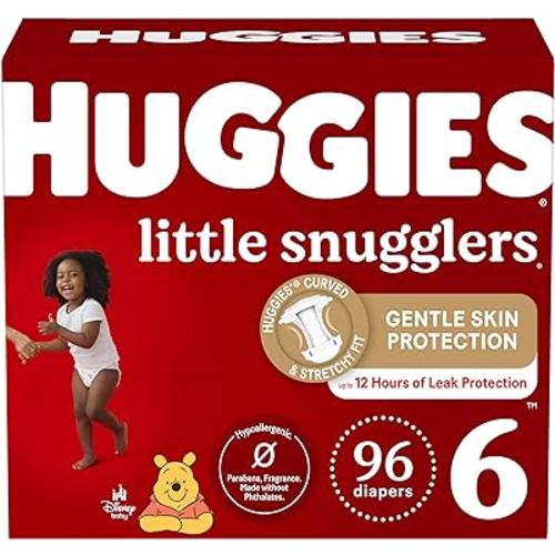 Huggies Size 6 Diapers, Little Snugglers Baby Diapers, Size 6 (35+ lbs), 96 Ct (2 packs of 48)