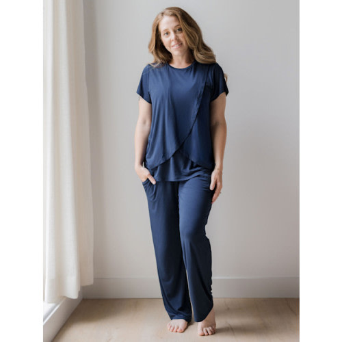 Tulip Hem Short Sleeve Maternity & Nursing Pajama Set
