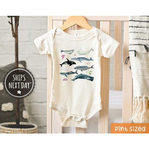 Ocean Creatures Baby Onesie® - Cute Whale Bodysuit - Hipster Sea Animal Baby Onesie®