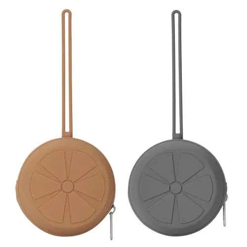 Silicone Pacifier Holder Case, Silicone Pacifier Storage Case for Newborn, BPA-Free Portable Travel Pacifiers Pouch for Boys & Girls(Clay, Dark Grey)