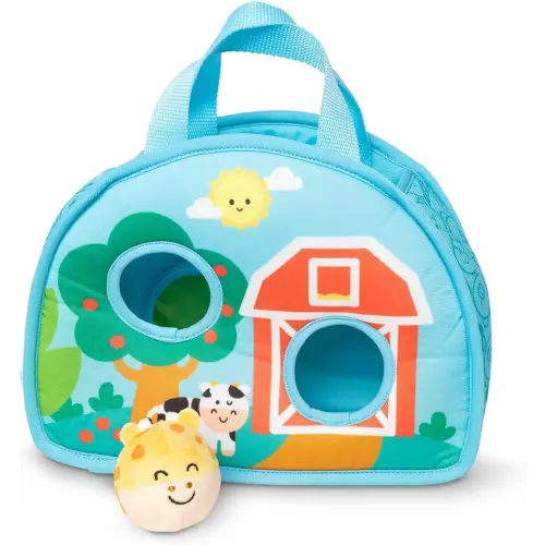 Melissa & Doug Rollables Take-Along Tote with Giraffe Infant and Toddler Toy (2 Pieces)