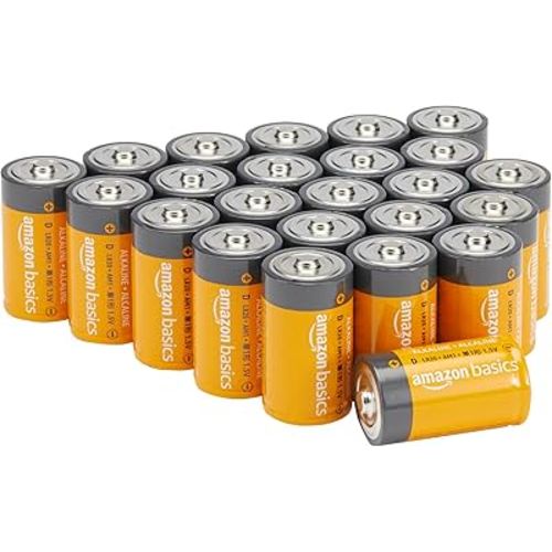 Amazon Basics 24-Pack D Cell Alkaline All-Purpose Batteries, 1.5 Volt, 5-Year Shelf Life