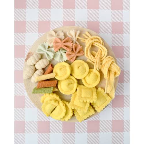 Felt Pasta Play Food Set | Interactive Play Food | Pretend Play Food Set | Tara Treasures Fair Trade Toys | Pasta Play Food Set