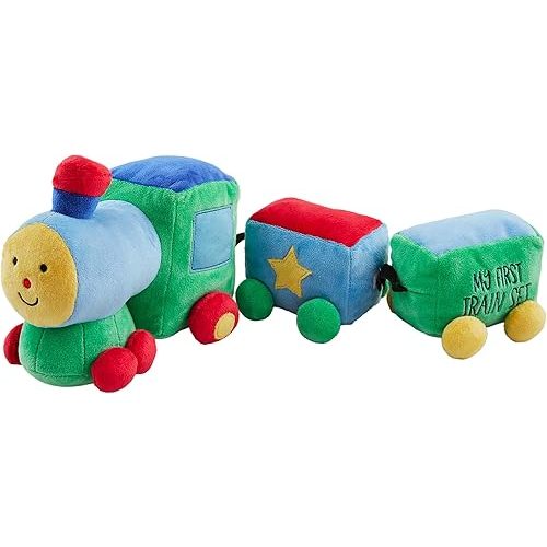 Mud Pie Kids Train Plush Set; 21 1/2" X 7"