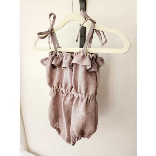 Mauve Linen Baby Romper | Summer Baby Outfit