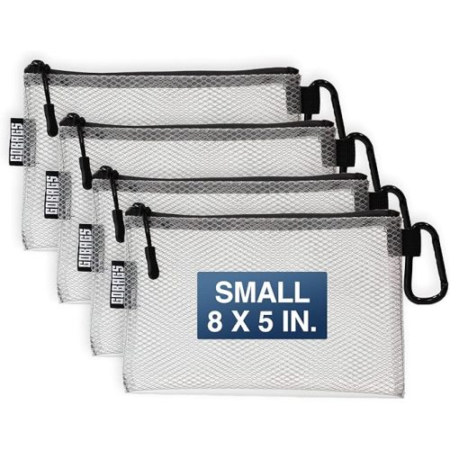 GOBAGS Air Production Multi‑Size Clear Zipper Pouch (4‑Pack) – Cable Organizer & Travel Gear Bag for Electronics, Camera Accessories, Tool Pouch & Small Tech Storage (Pink)