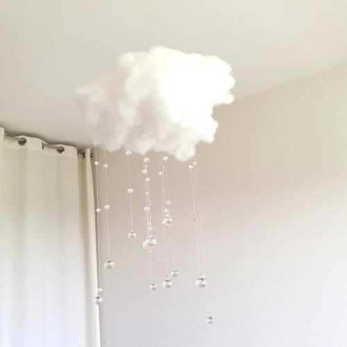 CLOUD – Crystal Suncatcher Mobile – Rainbow Prism Hanging Cloud – Celestial Bedroom or Living Room Decor – Handmade Gift – Made in France