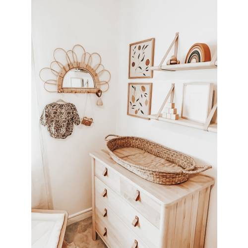 Rattan Mirror With Hooks - Rattan Nursery Shelf - Rattan Wall Hooks - Rattan Mirror - Nursery Shelf - Boho Nursery Wall Decor