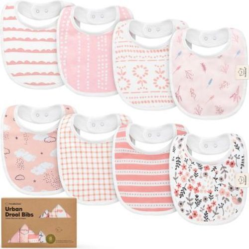 KeaBabies 8pk Organic Baby Bibs for Boy, Baby Drool Bib for Toddler Boys, Girls, Newborn Baby Teething Bibs Sweet Charm