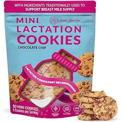 Lactation Cookies Breastfeeding Supplement - Chocolate Chip - Support Mothers Breast Milk Supply Increase - with Brewers Yeast Powder, Oat Flour, and Flax for Lactation - Fenugreek Free - 1.25 LBS