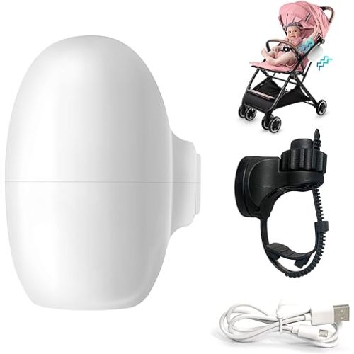 KIYPUT Portable Stroller Rocker Sleep Aid, Fits All Strollers and Prams,Gently Rocks Any Stroller or Pram, Rechargeable Bouncer with Adjustable Speed(White)