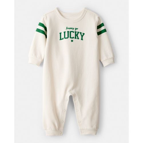 St. Patrick's Day Lucky French Terry Long-Sleeve Jumpsuit - Cream - Carter's | 12M