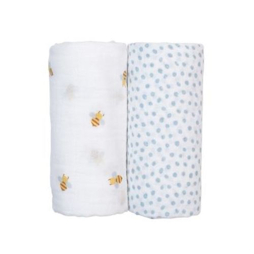 Cotton Swaddle 2 Pack Bees & Dots