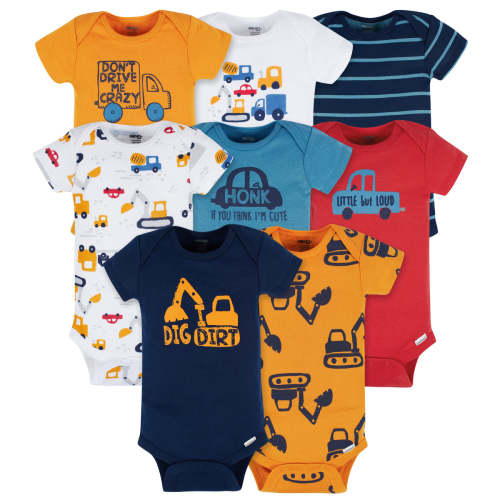 8-Pack Baby Boys Construction Zone Short Sleeve Onesies® Bodysuits – Gerber Childrenswear
