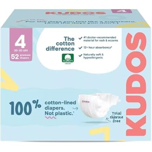 Kudos Chlorine Free Cotton-Lined Diapers - Size 4-52 Count