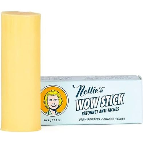 Nellie's Wow Stick - Stain Remover for Fabrics & Clothes - Cleans Grass, Makeup, Wine, Grease, Coffee, Blood for Laundry - Plant-Based (2.7 oz)