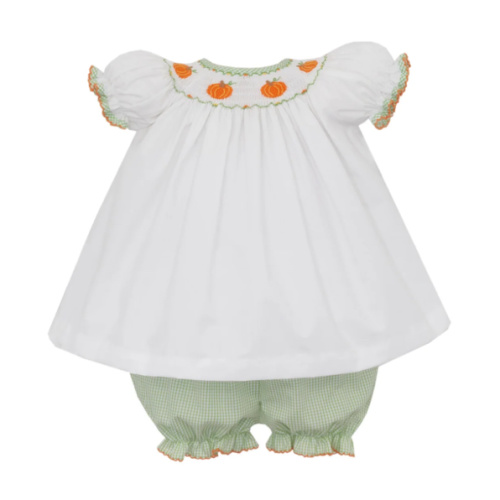 Bishop Bloomer Set with Smocking - Pumpkins