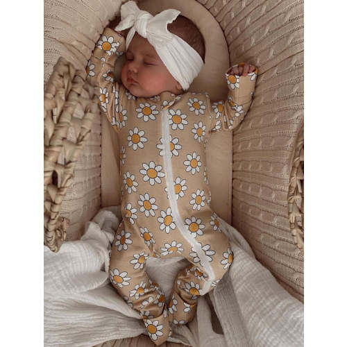 Daisy Pop Biscotti / Organic 2-Way Zip Romper