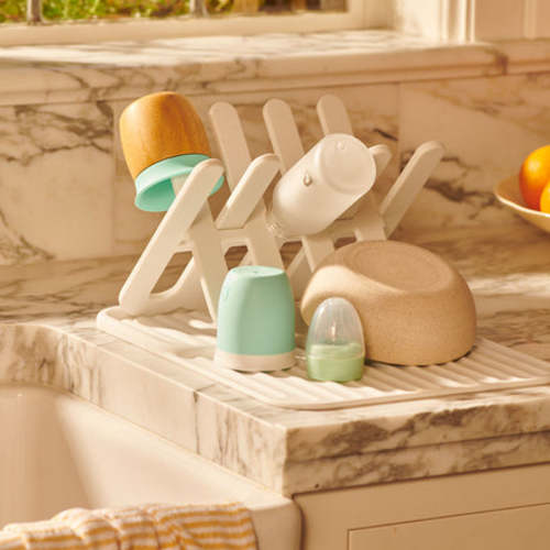 Silicone Bottle Drying Rack with Mat + Collapsible
