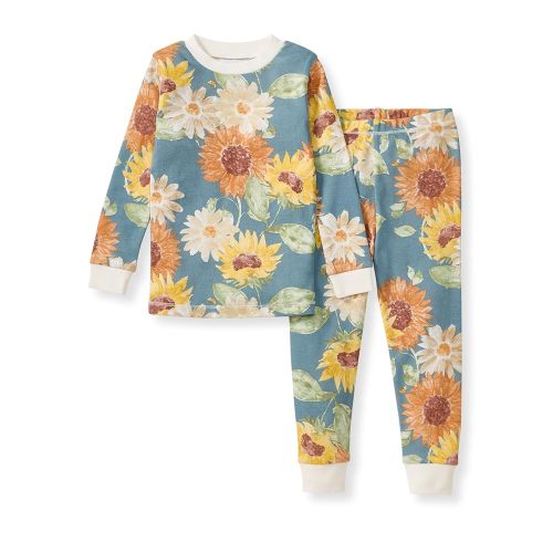 Burt's Bees Baby Girls' Pajamas, 2-Piece Long Sleeve Tee and Pants Organic Cotton PJ Set