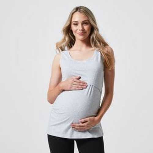 Maternity Organic Cotton Nursing Tank - Light Grey Marle | Target Australia