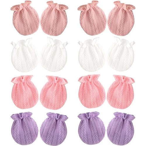 BQUBO Newborn Infant Toddler Mittens No Scratch Cotton Elastic Wrist Gloves Hypoallergenic for 0-6 Months Baby Boys Girls