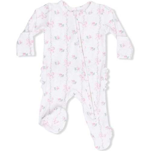 Dainty Buds and Bows, 2 Way Ruffle Back Zipper Footie - Angel Dear | Maisonette