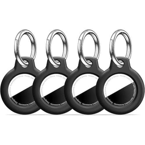 Amazon.com: MOLOSLEEVE [4 Pack Case for AirTag 2nd Gen (2026) & 1st Gen, Shockproof Holder Anti-Scratch Protective Cover for Air Tags, Men's Women's Keyrings & Keychains for Keys, Luggage, Bags, Black