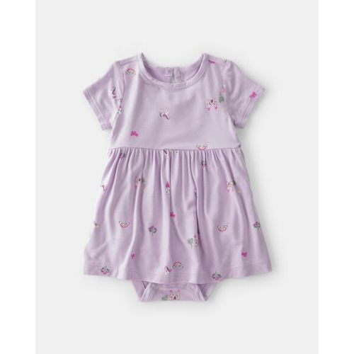 Baby Girl Fairytale Short-Sleeve PurelySoft Bodysuit Dress - Purple | Carter's