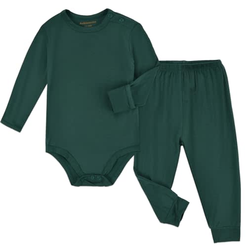 Aablexema Baby Bodysuit and Pant Set Rayon - Unisex Infant Long Sleeve Bodysuit & Pant Clothes Set