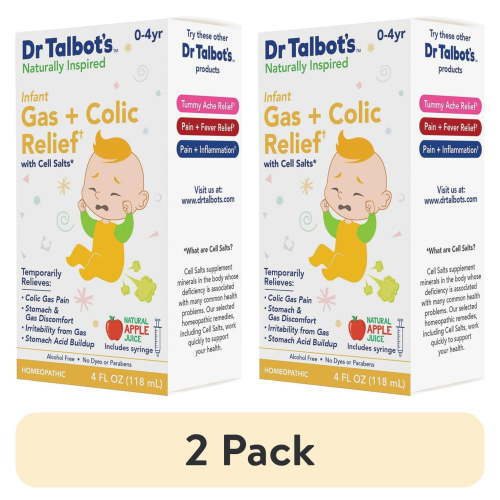 (2 pack) Dr. Talbot's Infant Gas and Colic Relief Medicine with Cell Salts, Apple, 4 fl oz