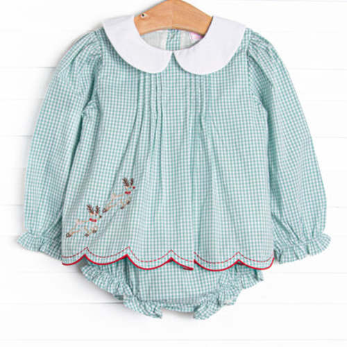 Rooftop Reindeer Embroidered Diaper Set, Green – Stitchy Fish