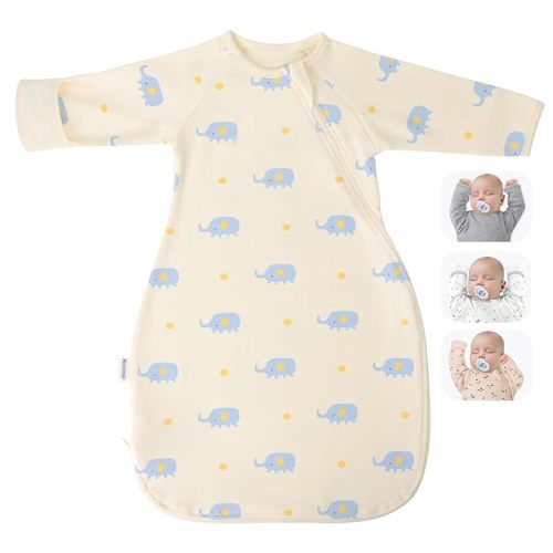 Organic Soft Cotton Transitional Baby Swaddling Sack with Arms Up & Sleeves 3-6 Months, Mitten Cuffs, 2-Way Zipper, Breathable Sleeping Sacks for Newborns - Calms Startle Reflex Boys & Girls Sleep Bag