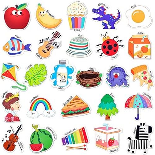 JoyCat Fridge Magnets for Toddlers & Kids – 26 Cute A-Z Objects, Large Magnetic Refrigerator Toys, Fun Educational Learning Gifts for Girls and Boys 2 3 4 5 Years Old