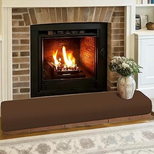Thick Memory Foam Fireplace Baby Proofing, 71x15 in Soft Hearth Cover Baby Proof, Hearth Cushion Fireplace Protectors for Children Proofing, Edge Protector, Brown