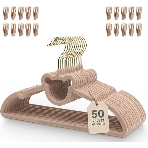 Lylnest Kids Velvet Hangers with Clips, 50 Pack for Toddlers & Youth