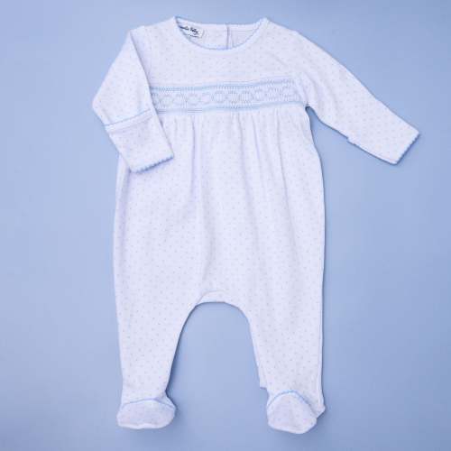 Magnolia Baby Mini Dots Smocked Footie - Blue, 3M