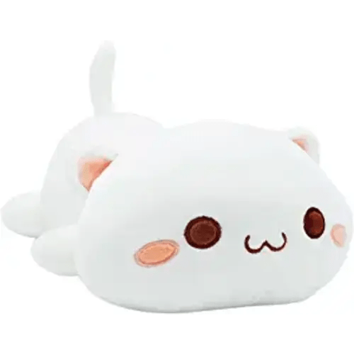 Onsoyours Cute Kitten Plush Toy Stuffed Animal Pet Kitty Soft Anime Cat Plush Pillow for Kids (White A, 12") - White a - 12''