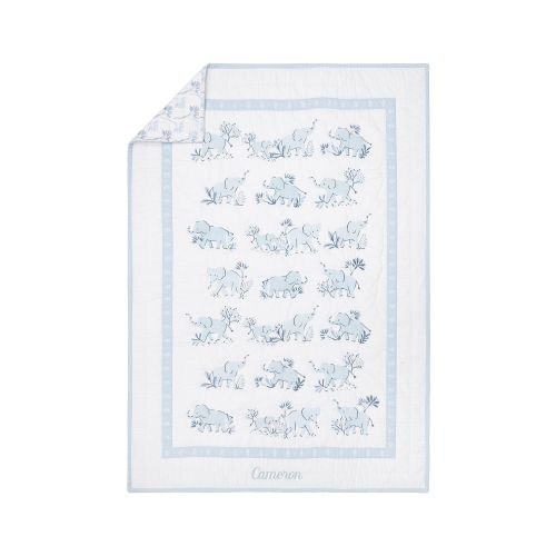 Coastal Elephant Baby/Toddler Quilt ,36x50, Blue