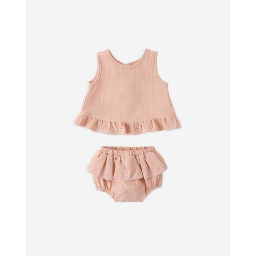 Ruffled Tulip Top + Bloomer Set Melon
