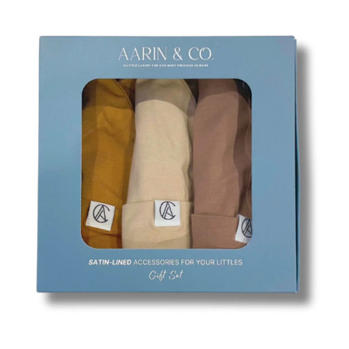 Newborn Satin Lined Jersey Beanie Gift Set-Neutral – Aarin & Co.